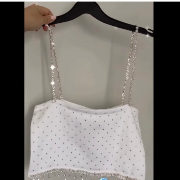 NWT ZARA SEAMLESS RHINESTONE CROP TOP - Picture 6 of 8